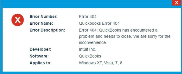 Error prompt: Quickbooks update error 404